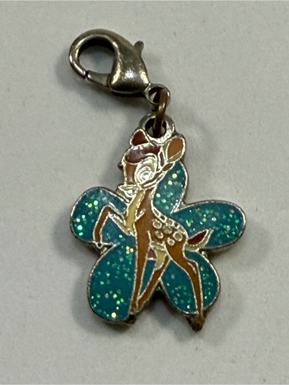 💙3/$20💙 Disney Teal Glitter Bambi Flower Charm Bracelet Pendant